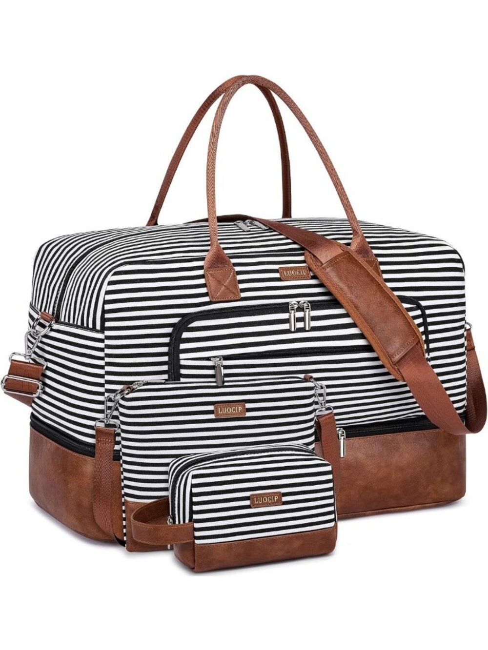 Spacious Women's Travel Weekender Duffle Bag with Shoe Compartment, Carry-On